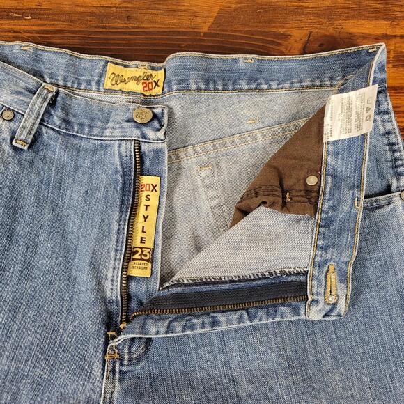 Wrangler 20X Bootcut Jeans Men's 36x30 Blue Denim Pants *Altered to 25" Inseam* - Picture 5 of 12